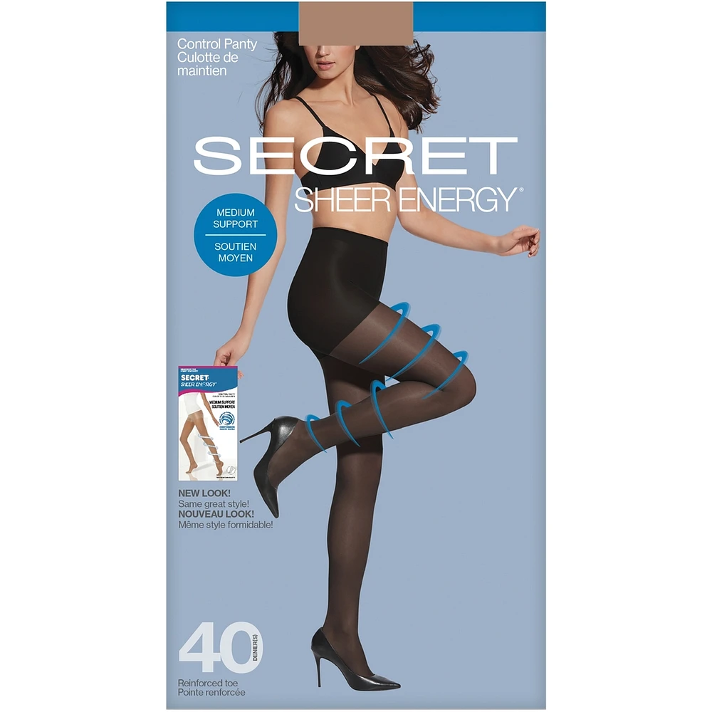 Sheer Control Top Panty Medium Support w/Reinforced Toe
