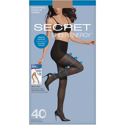 Sheer Control Top Panty Medium Support w/Reinforced Toe
