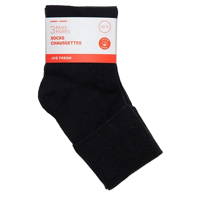 Women turn cuff q crew , blk