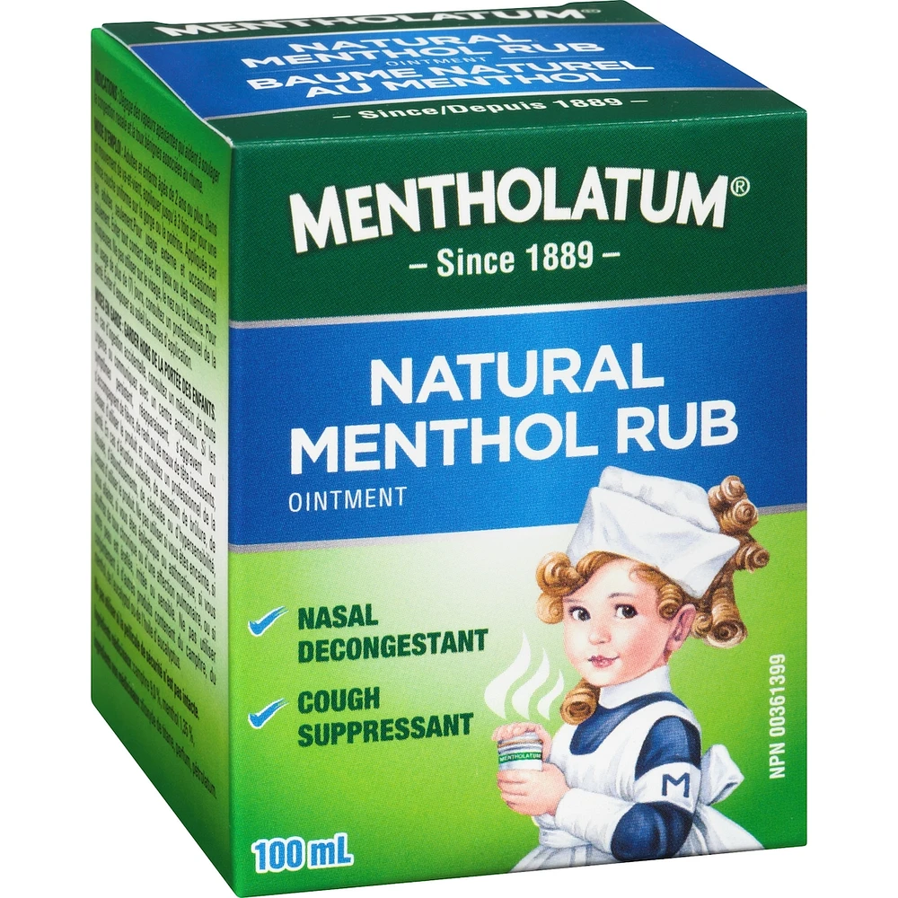 Natural Menthol Rub Ointment, Vapourizing Rub, Cough Suppressant & Nasal Decongestant