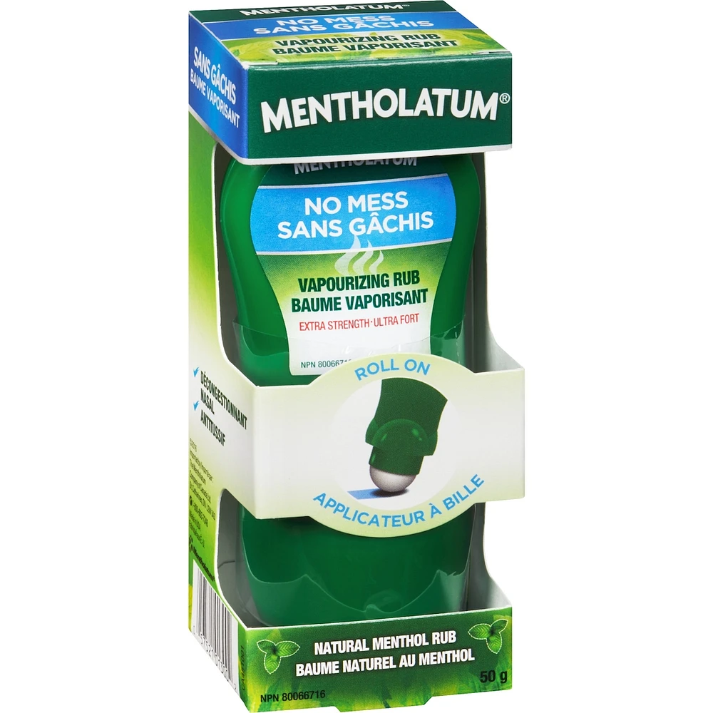 No Mess Natural Menthol Rub Roll On, Vapourizing Rub, Cough Suppressant & Nasal Decongestant