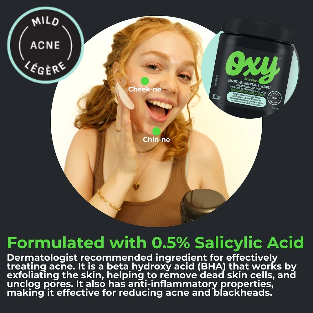 Sensitive Skin Cleansing Acne Pads with Salicylic Acid, For Sensitive Skin