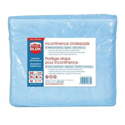 Protège-draps absorbants jetables,  Moyen (23 x 24 po)