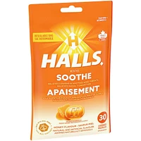 Halls Soothe Menthol Honey Flavour, 30 Cough Drops