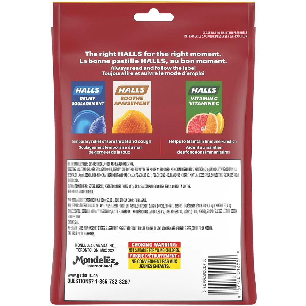 Halls Relief Mentho-lyptus, Cherry Flavour, 80 cough drops