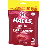Halls Relief Mentho-lyptus, Cherry Flavour, 80 cough drops