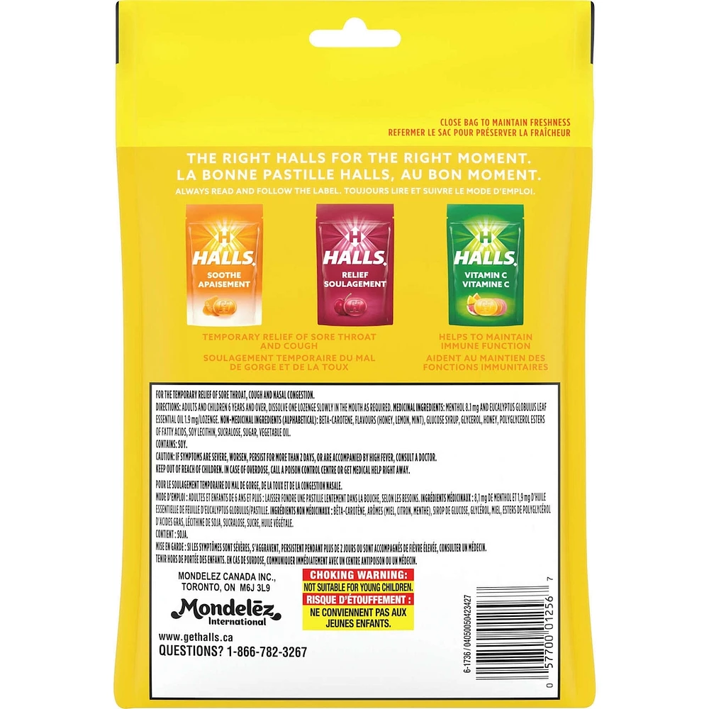Halls Relief Mentho-lyptus, Honey Lemon Flavour, 80 cough drops