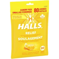 Halls Relief Mentho-lyptus, Honey Lemon Flavour, 80 cough drops