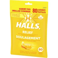 Halls Relief Mentho-lyptus, Honey Lemon Flavour, 80 cough drops