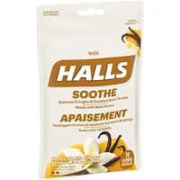 Halls Soothe Menthol Honey Vanilla Flavour, 30 Cough Drops