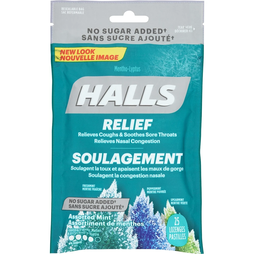 Halls Relief Mentho-Lyptus Assorted Mint 25, Cough Drops