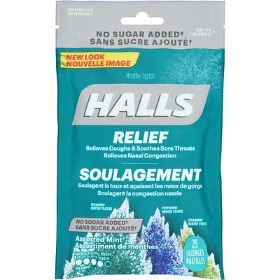 Halls Relief Mentho-Lyptus Assorted Mint 25, Cough Drops