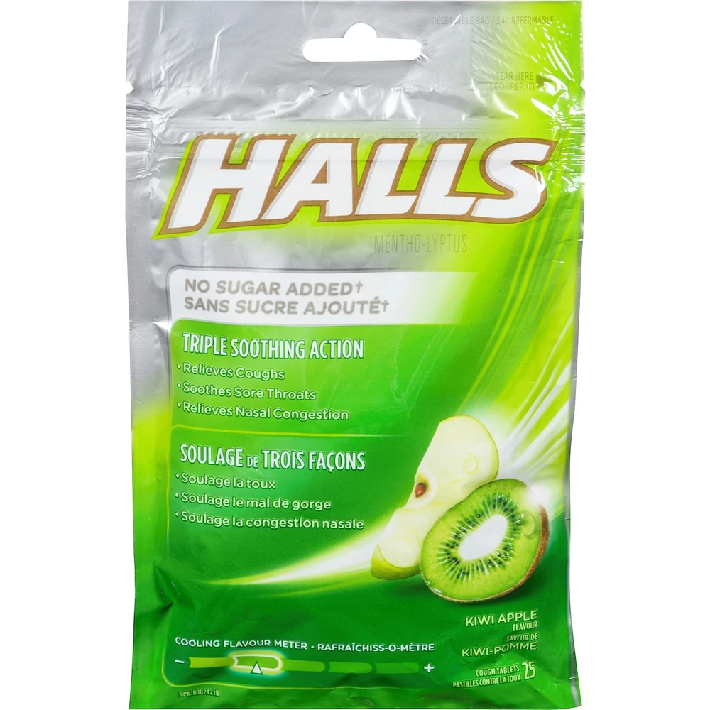 Halls Relief Mentho-Lyptus Kiwi Apple Flavour, 25 Cough Drops