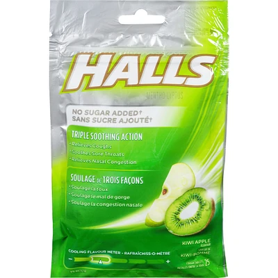 Halls Relief Mentho-Lyptus Kiwi Apple Flavour, 25 Cough Drops