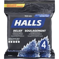 Halls Relief Mentho-lyptus Extra Strong Menthol, 4 x 9 Cough Drops Multipack
