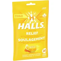 Halls Relief Mentho-Lyptus Honey Lemon Flavour, 30 Cough Drops