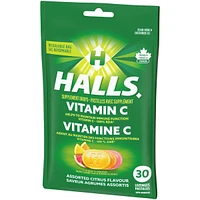 Halls Vitamin C Assorted Citrus Flavour, 30 Supplement Drops