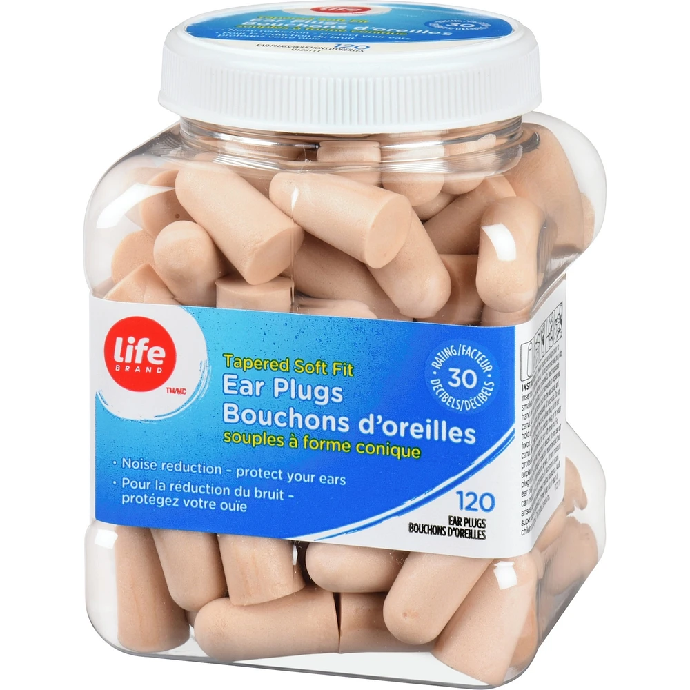 Tapered soft fit ear plugs