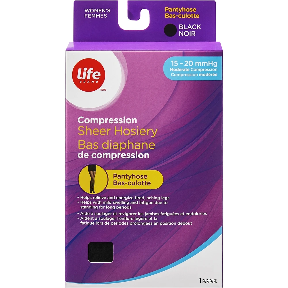 LB Sheer Hosiery Pantyhose Black 15-20 Compression