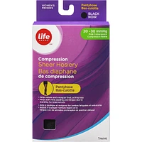 LB Sheer Hosiery Pantyhose Black Large 20-30 Compression