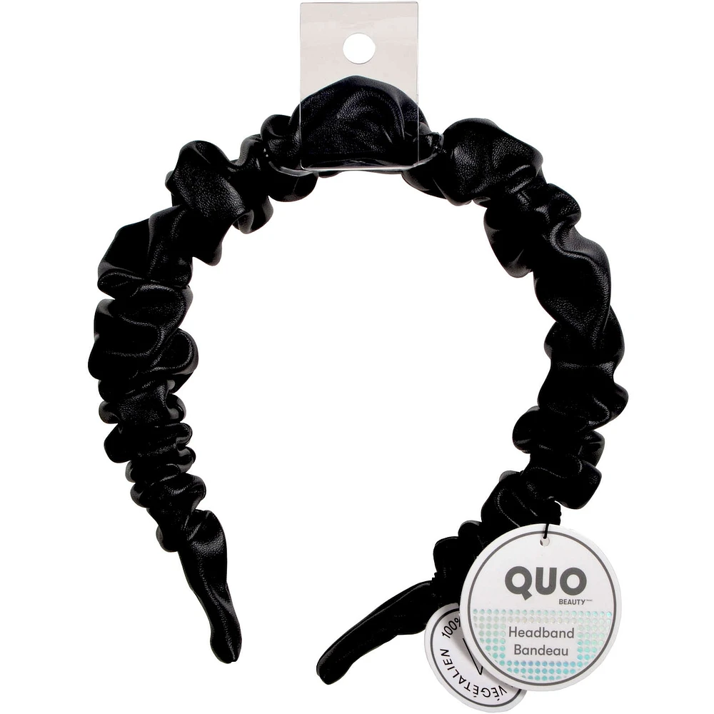 Ruched Black Vegan Headband