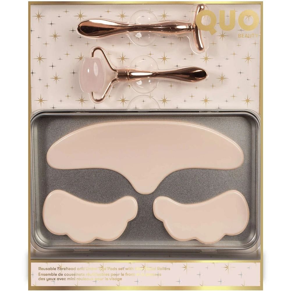 Reusable Forehead and Under-Eye Pads set with Mini Facial Rollers
