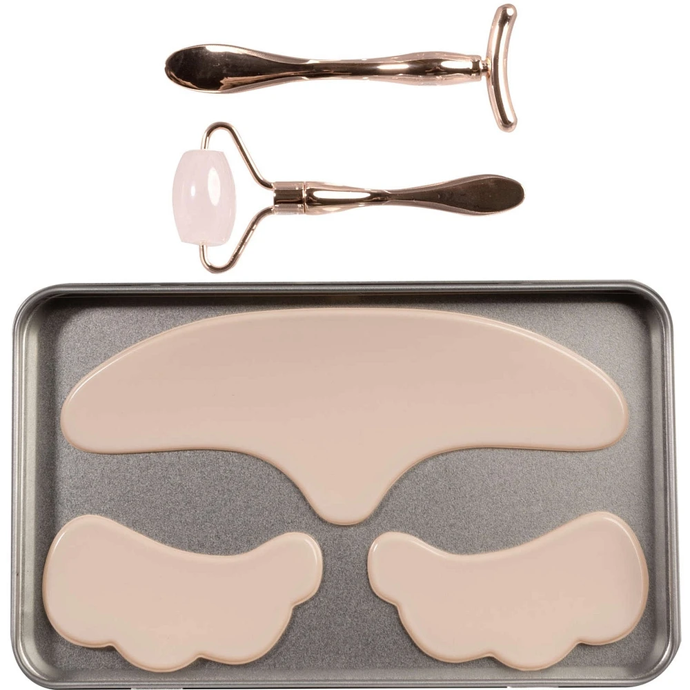 Reusable Forehead and Under-Eye Pads set with Mini Facial Rollers