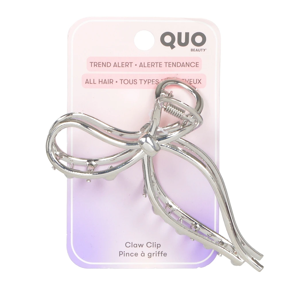 Claw Clip Silver Bow