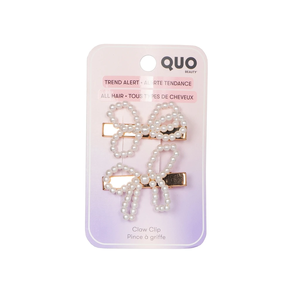 Salon Clips 2pk Pearl Bow