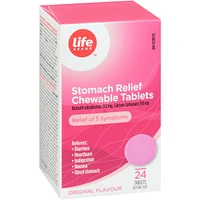 Stomach Relief Chewable Tablets Bismuth subsalicylate 262 mg. Calcium Carbonate 350 mg