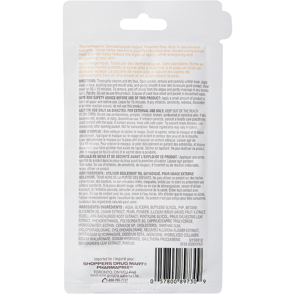Anti-Aging Facial Sheet Mask, Caviar & Pearl Powder