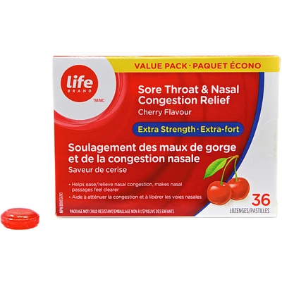 Sore Throat & Nasal Congestion Relief Extra Strength Cherry