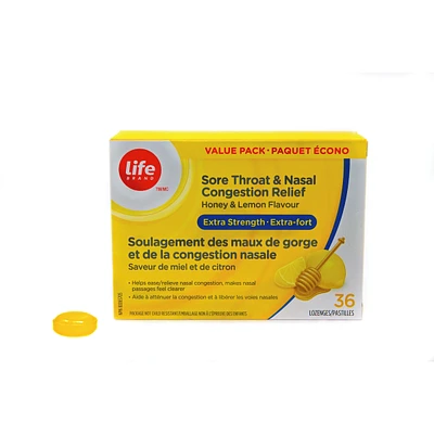 Sore Throat & Nasal Congestion Relief Extra Strength Honey & Lemon