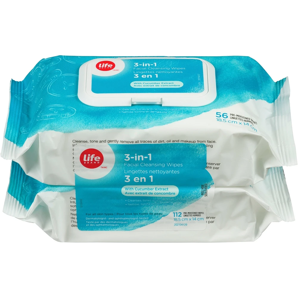 3in1 Facial Cleansing Wipes  with Cucumber Extract