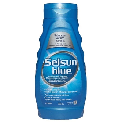 Selsun Blue ACTIV Hydration Anti-Dandruff Shampoo, 300mL, Dandruff Treatment Controls Dandruff and Flaking, Moisturizes Scalp and Provides Scalp Itch Relief, Gentle Enough for Daily Use