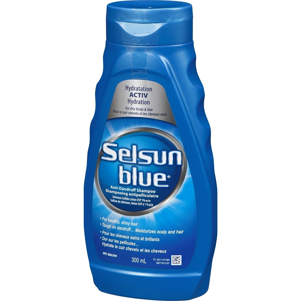 Selsun Blue ACTIV Hydration Anti-Dandruff Shampoo, 300mL, Dandruff Treatment Controls Dandruff and Flaking, Moisturizes Scalp and Provides Scalp Itch Relief, Gentle Enough for Daily Use