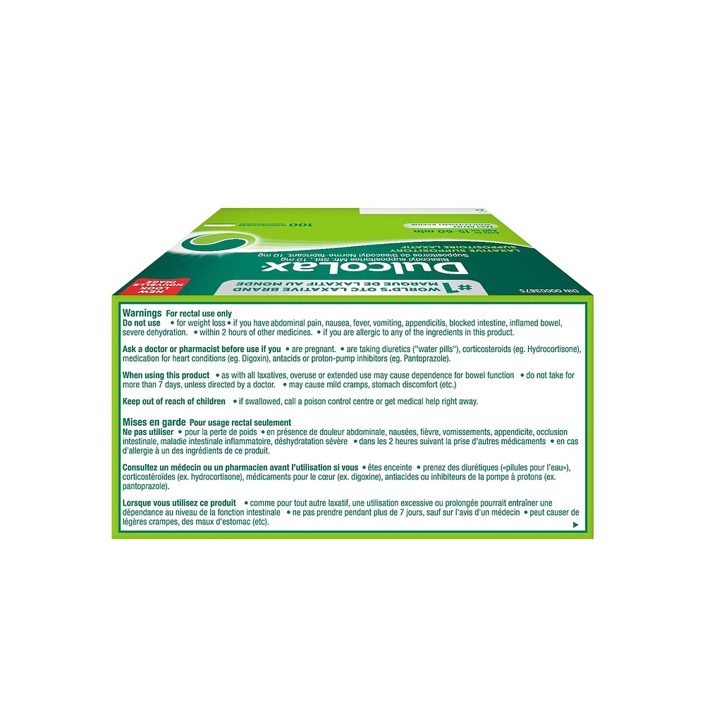 Dulcolax 10 MG Suppositories CT - Bisacodyl Active Ingredient - Effective Relief of Occasional Constipation - Relief Within 15-60 Minutes - Suitable for Children 12 Years & Older
