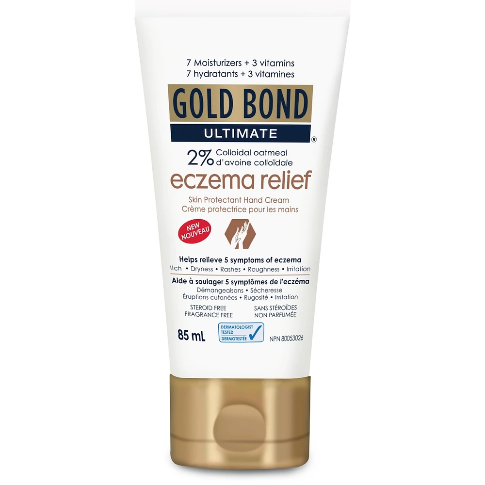 Gold Bond Ultimate Skin Protectant Eczema Relief Hand Cream - 85 ml Tube - Relieves Symptoms Associated with Eczema Including Rashes, Itching, & Irritation – Steroid Free, Fragrance Free & Dermatologist tested – For Men and Women