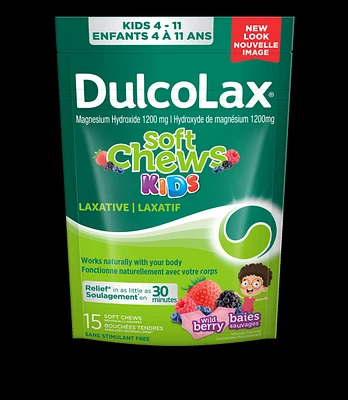 Dulcolax Soft Chews Kids, Wild Berry, Dependable, Predictable, and Gentle, Laxatives for Fast Occasional Constipation Relief, Stimulant-Free, Gluten-Free, For Kids Ages 4 & Over
