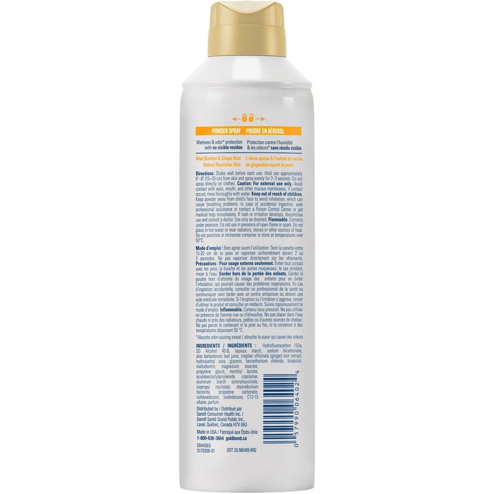 Clear Powder Spray - Odour Control, Wetness Protection - Refreshing & Absorbing - Invisible Application, No Mess or Residue - Aloe & Ginger Root Extract, Clean Scent, Talc-Free