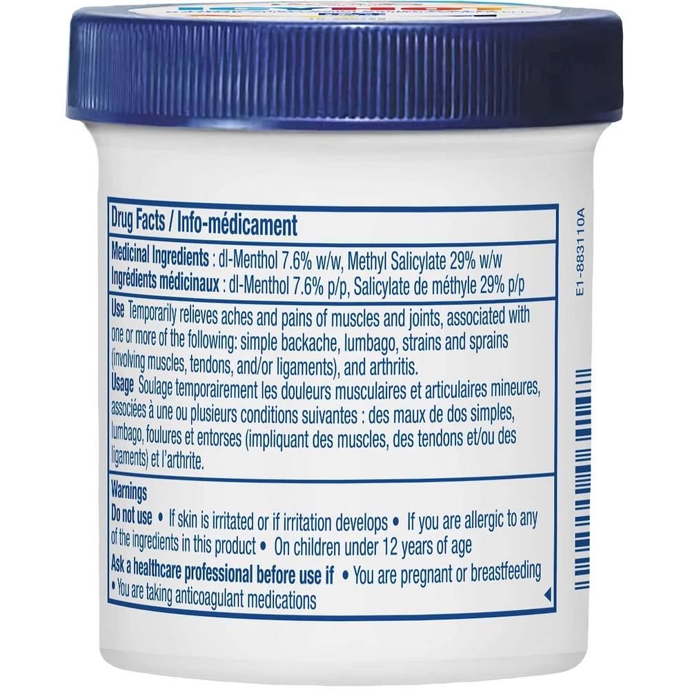 Medicated Pain Relief Balm, Relieves Minor Aches and Pains of Muscles and Joints Associated with Arthritis, Backache, Strains and Sprains, Menthol 7.6%, Methyl Salicylate 29%, 99.2g Jar