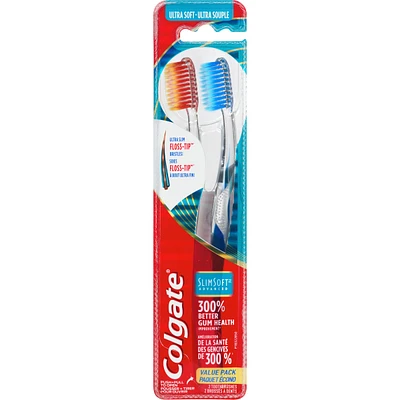 Colgate Slim Soft Advanced Tootbrush, Ultra Soft - 2 Count