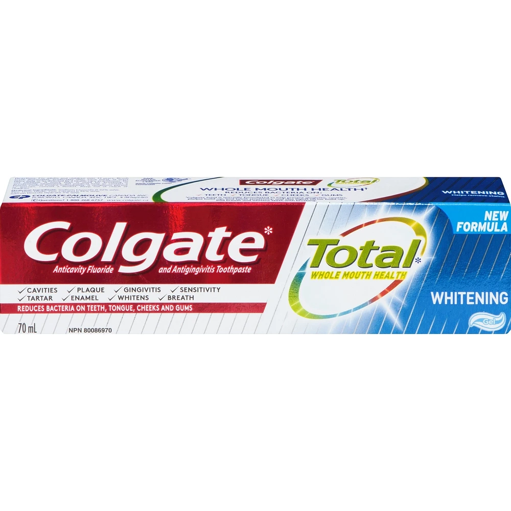 Colgate Total Whitening Toothpaste, 70mL, Gel