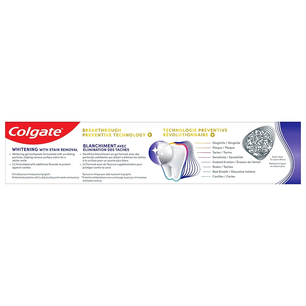 Total Prevention Active Gel Plus Dentifrice Blanchissant avec Élimination des Taches