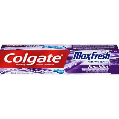 Colgate Max Fresh Knockout Toothpaste with Mini Breath Strips, Mint Fusion, 150 mL