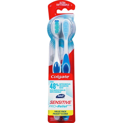 Paquet écono de 2 brosses à dents ultra souples Colgate 360 Sensitive Pro-Relief