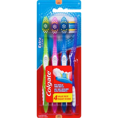 Colgate Extra Clean Toothbrush Value Pack, Soft, 4 Count
