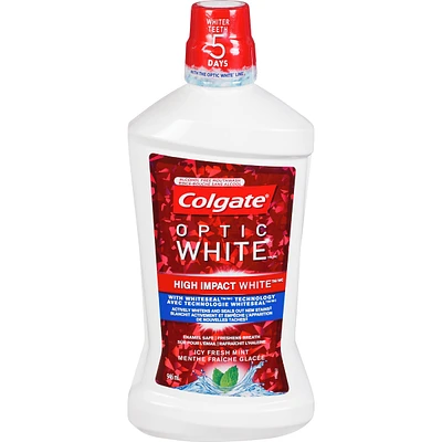 Colgate Optic White Icy Fresh Mint Alcohol Free Mouthwash, 946 mL