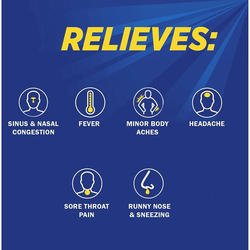 NeoCitran Cold & Sore Throat Night Hot Liquid Medication Regular Strength Lemon 10 pack