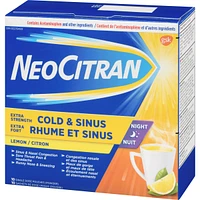 NeoCitran Cold & Sinus Night Hot Liquid Medication Extra Strength Lemon 10 pack
